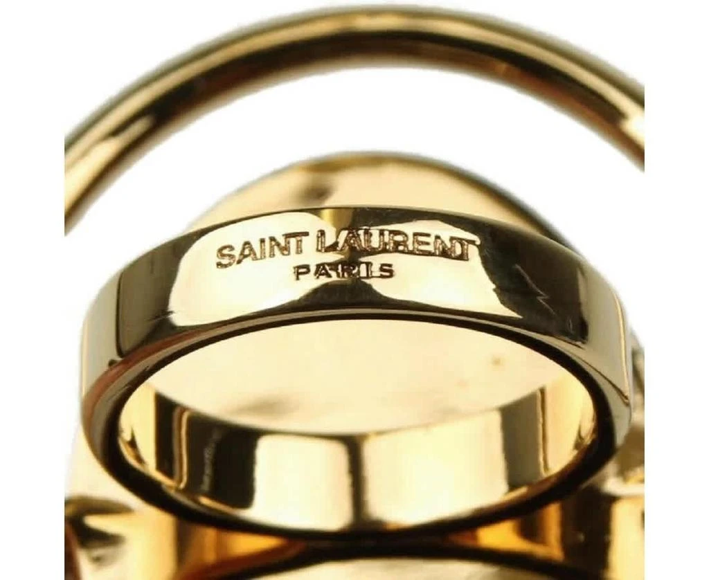 Yves Saint Laurent Women
s Center Brass Metal Oval Ring 5