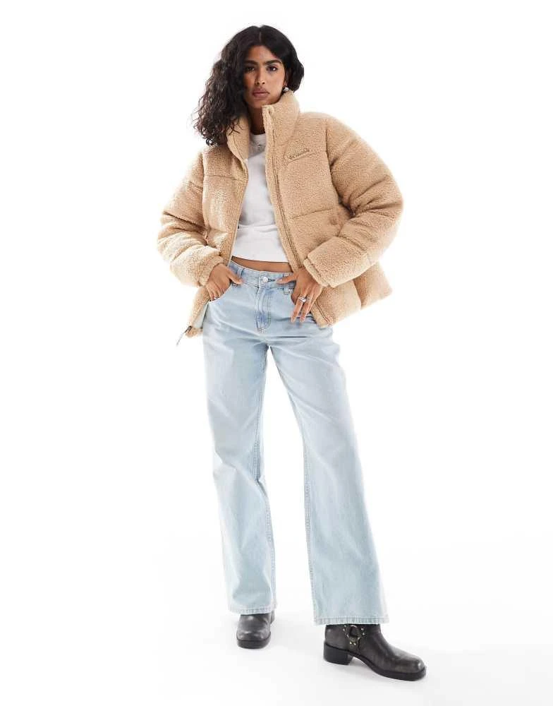 Columbia Columbia Puffect puffer sherpa jacket in canoe brown 2