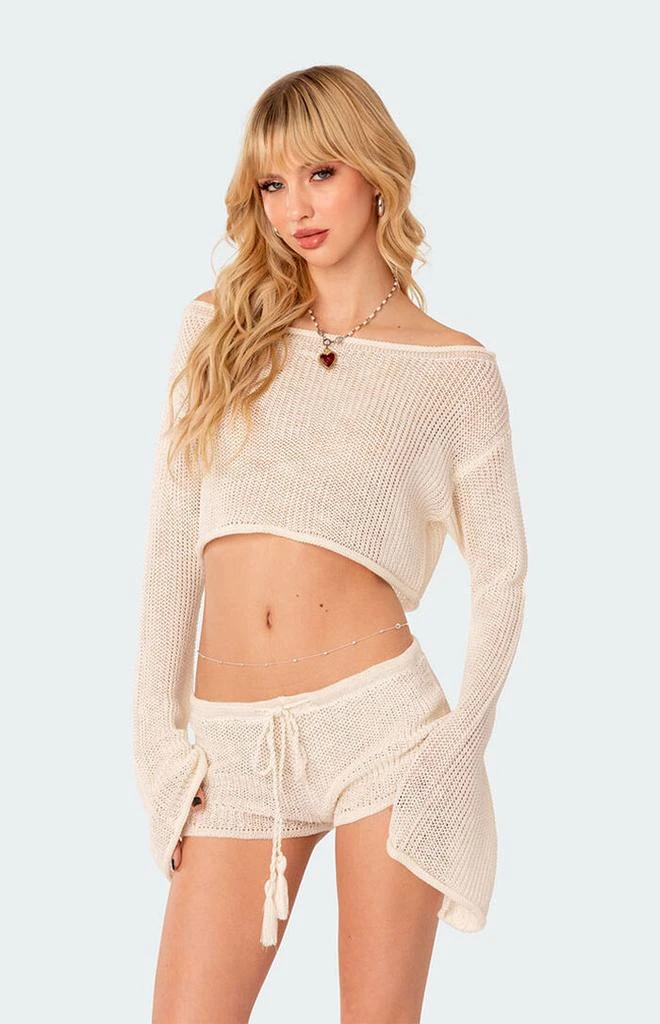 Edikted Riya Off Shoulder Knitted Crop Top 3