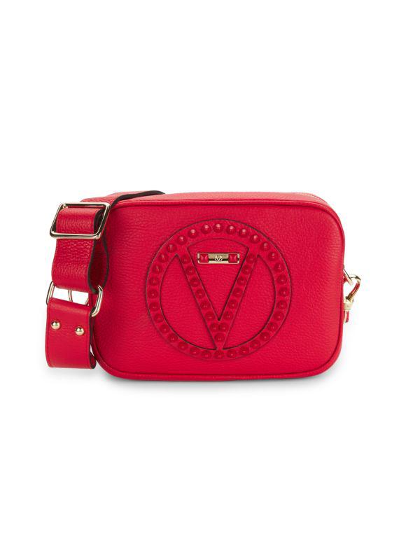 Mario Valentino Mia Rock Fuego Logo Leather Camera Crossbody Bag