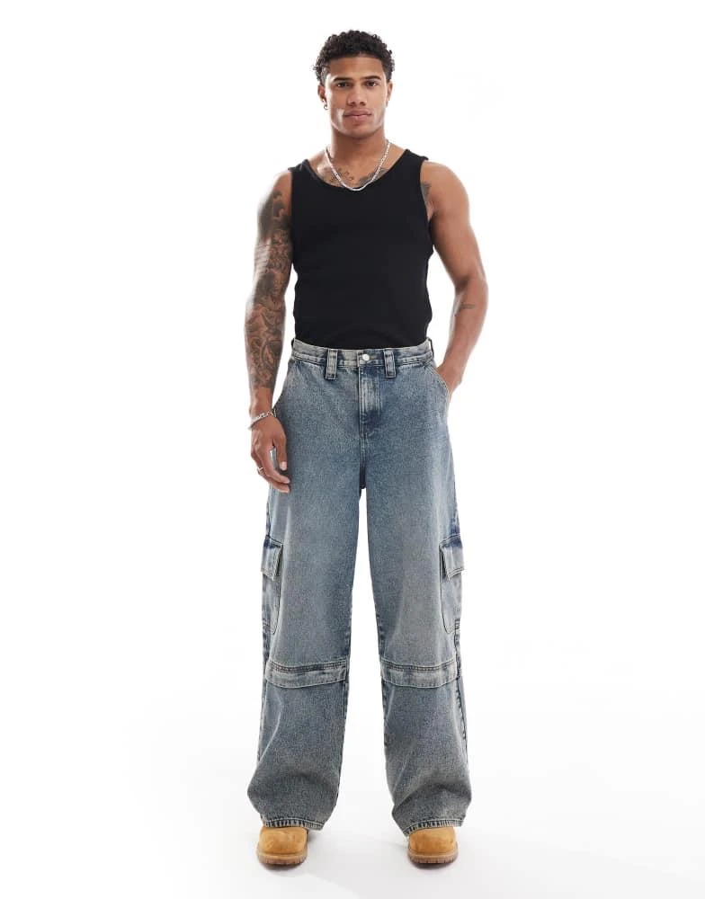 ASOS ASOS DESIGN super baggy in mid wash blue 1