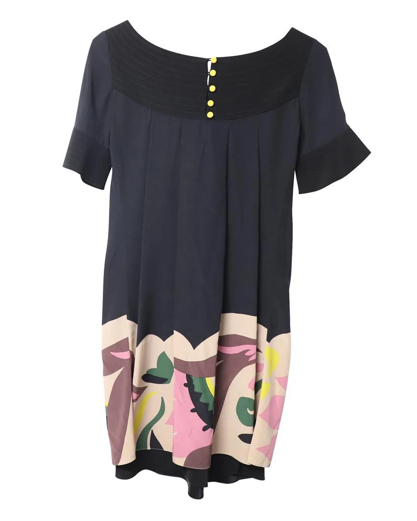 Temperley London Floral Pleated Mini Dress in Black Cotton 5