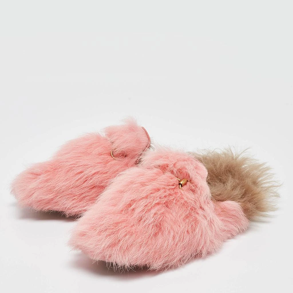 Gucci Gucci Pink Shearling Princetown Horsebit Flat Mules Size 39 2