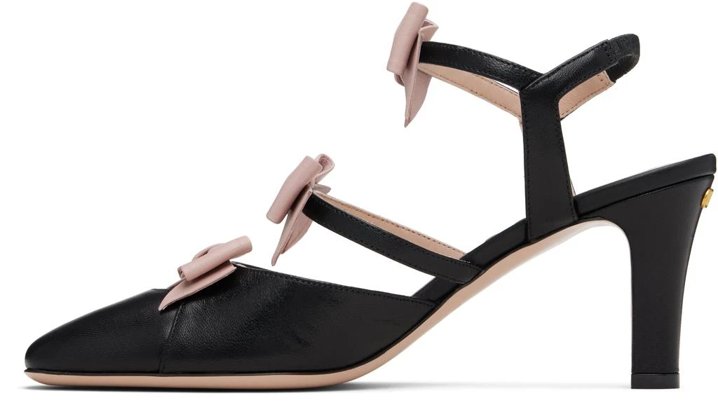 Valentino Black Slingback Leather Bow Heels 3