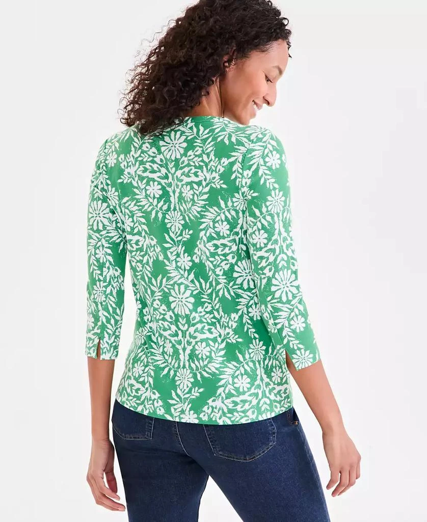 Style & Co Women's Printed Pima Cotton 3/4-Sleeve Top, Exclusively at Macy's 2
