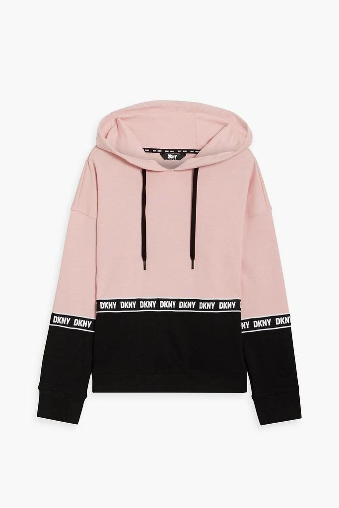 DKNY Two-tone stretch-cotton jersey hoodie 1