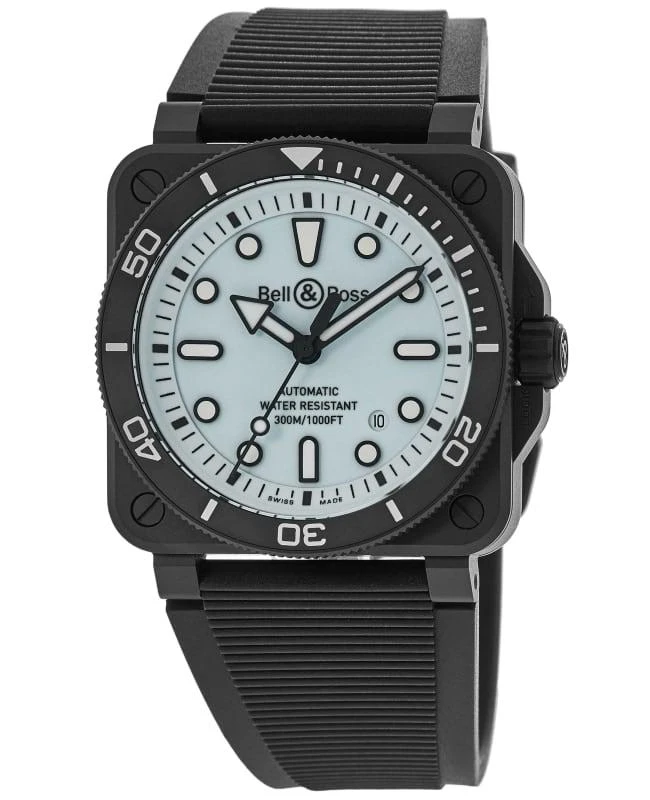 Bell & Ross Bell & Ross BR 03 Automatic Diver Full Lum Blue Dial Ceramic Rubber Strap Men's Watch BR03A-D-LM-CE/SRB 1