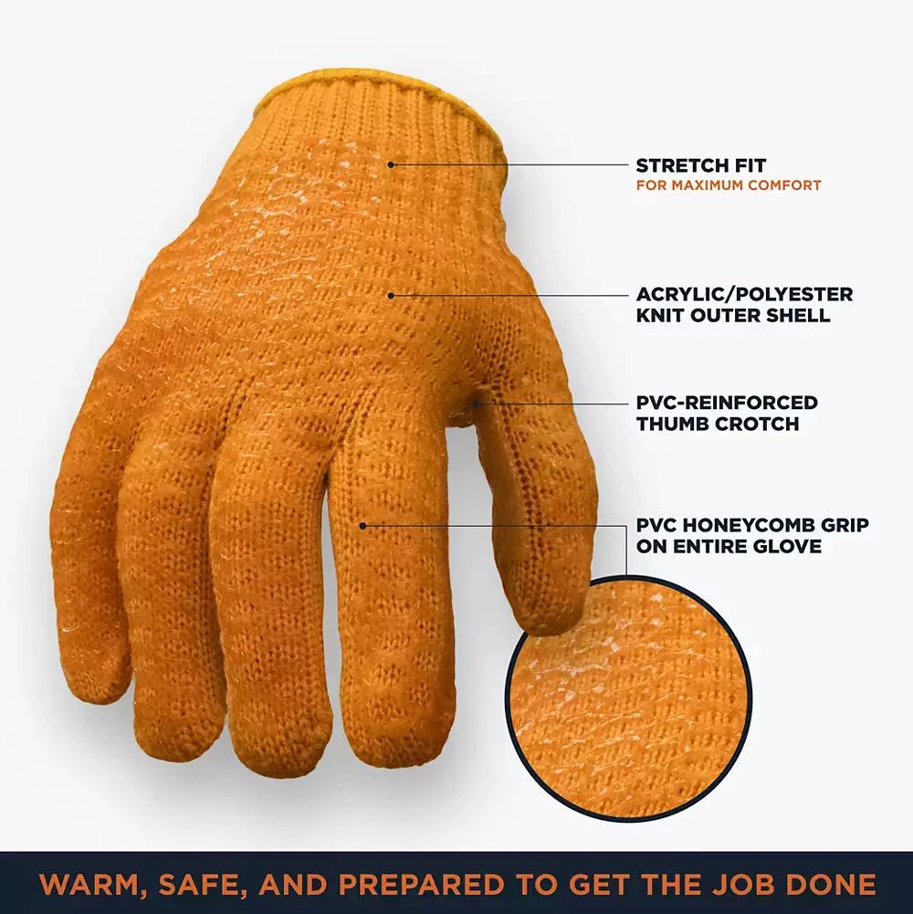 RefrigiWear Men
s Acrylic Honeycomb Grip Glove - Insulated Work Gloves with Superior Grip, -10°F Cold Protection, Durable Latex-Coated Palm, Warm Acrylic Knit Lining (Sold by the Dozen) 3