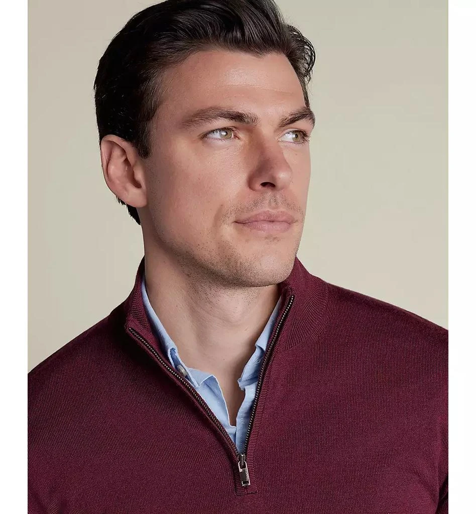 Charles Tyrwhitt Men's Long Sleeve Quarter-Zip Merino Wool Sweater 6