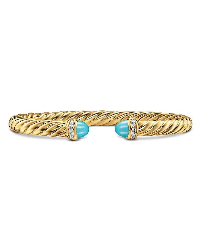 David Yurman Cablespira® Flex Bracelet in 18K Yellow Gold with Gemstones and Diamonds, 6mm