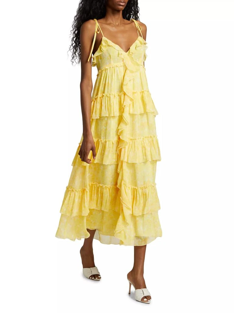 Cinq à Sept Fadrid Ruffle Chiffon Tiered Midi-Dress 2