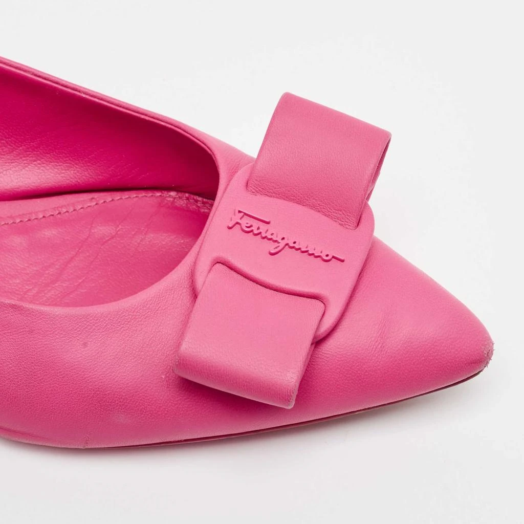 Salvatore Ferragamo Salvatore Ferragamo Pink Leather Viva Bow Ballet Flats Size 40 7