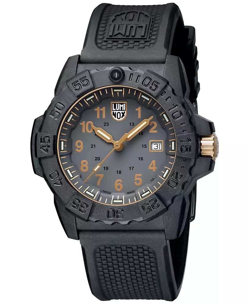 Luminox Men's Swiss Navy Seal Military Dive Gold Black Rubber Strap Watch 45mm