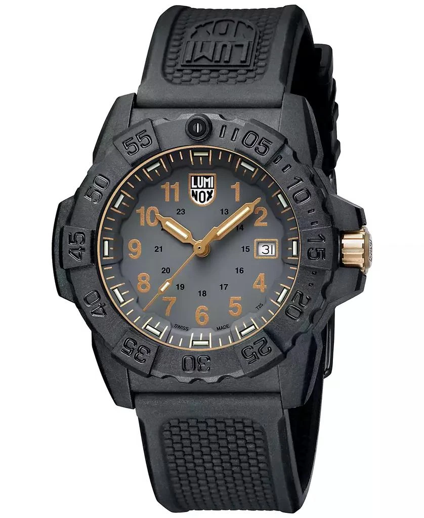 Luminox Men's Swiss Navy Seal Military Dive Gold Black Rubber Strap Watch 45mm 2
