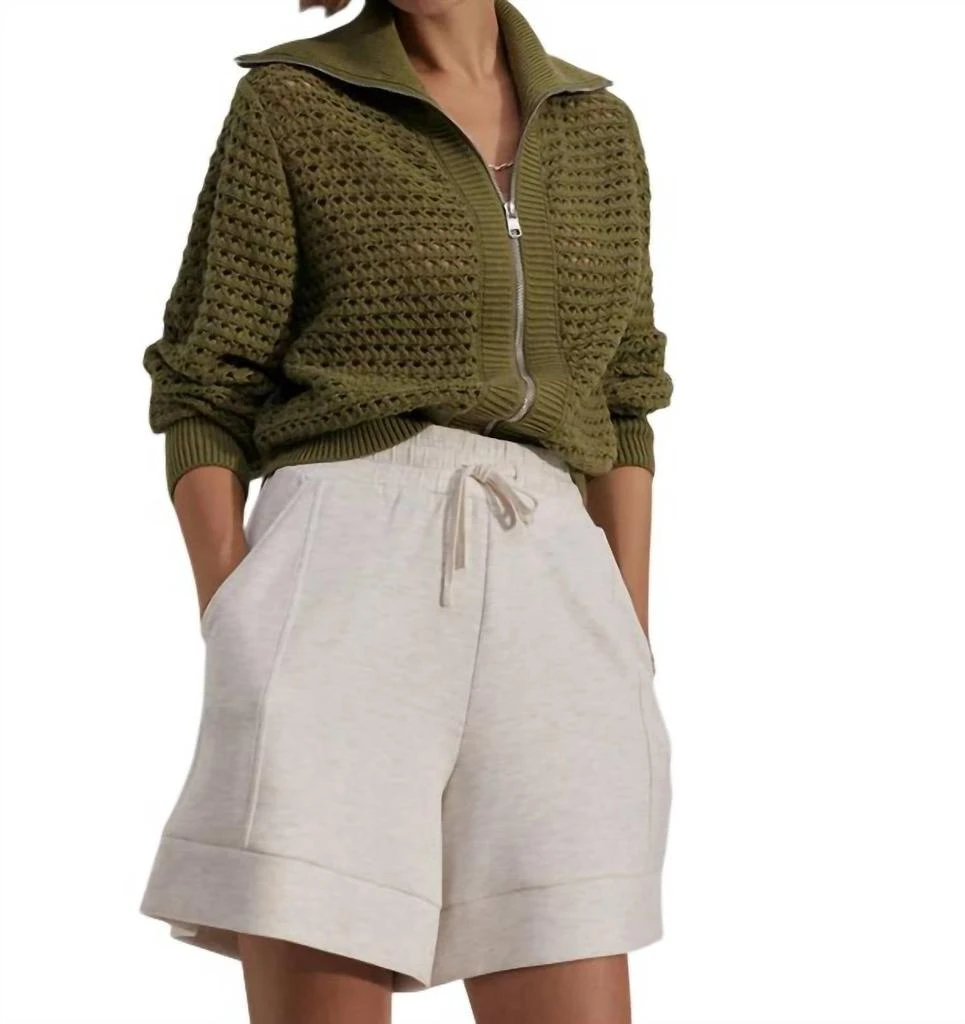 Varley Eloise Zip Through Knit Jacket In Fresh Fern 1