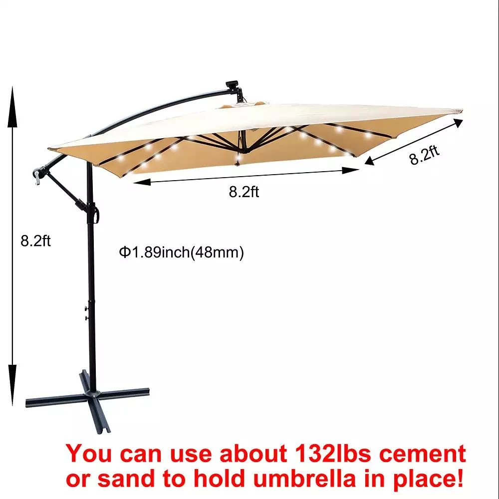 Streamdale Furniture Streamdale Solar Powered LED Patio Umbrella with Crank 
Base 8