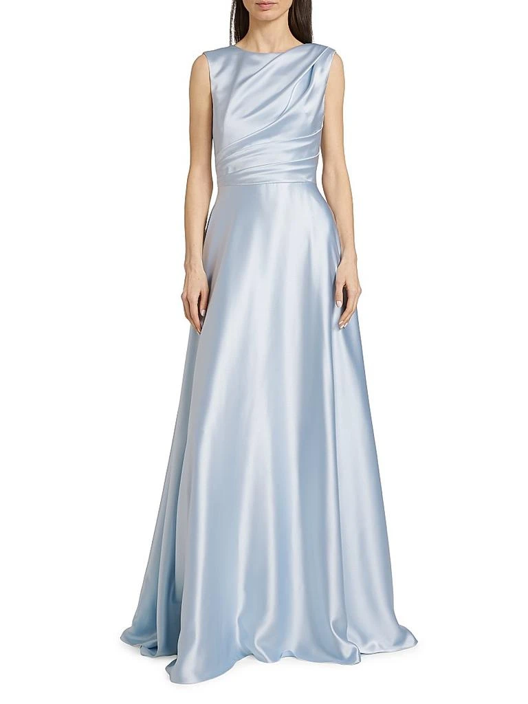 Amsale Draped Boatneck Satin Gown 3