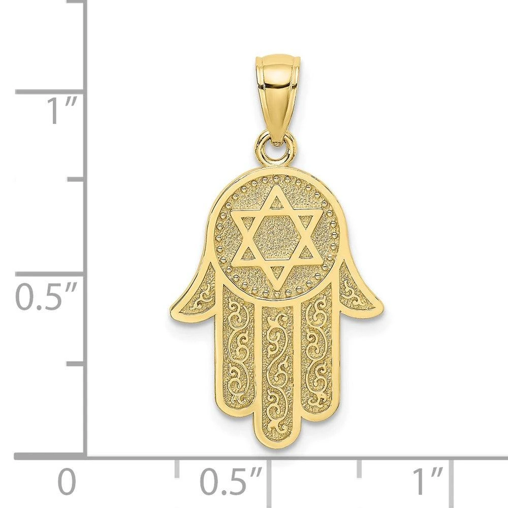 Diamond2Deal 10k Yellow Gold Hamsa Star Of David Charm 3