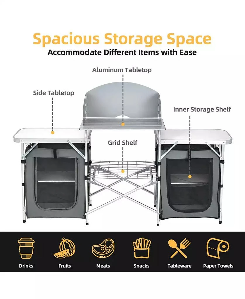KUYOTQ Folding Camping Table with Storage Organizer 5