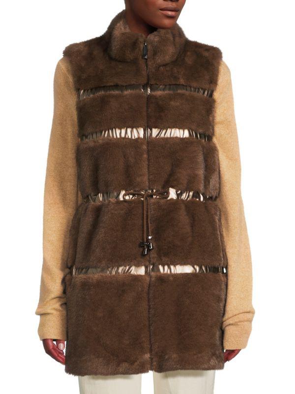 BELLE FARE Faux Fur Longline Vest