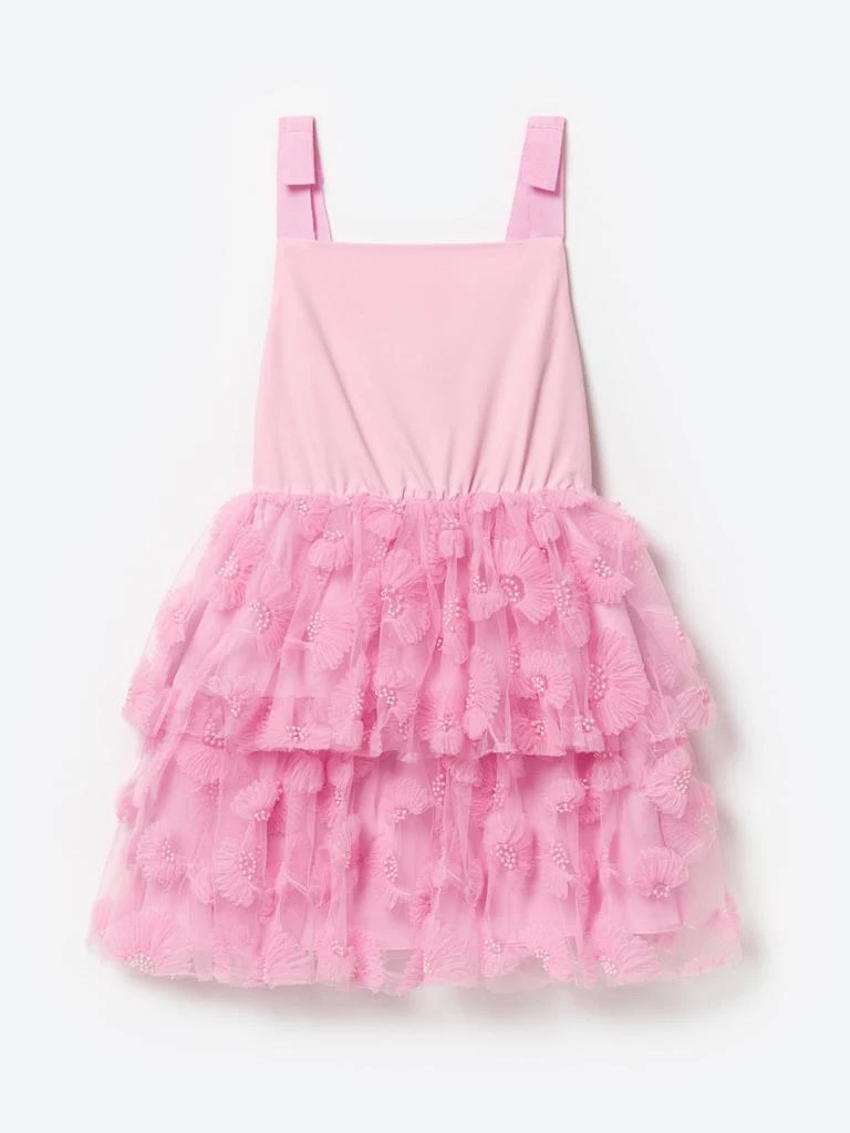 Self Portrait Self Portrait Girls Jersey and Tulle Dress in Pink 1