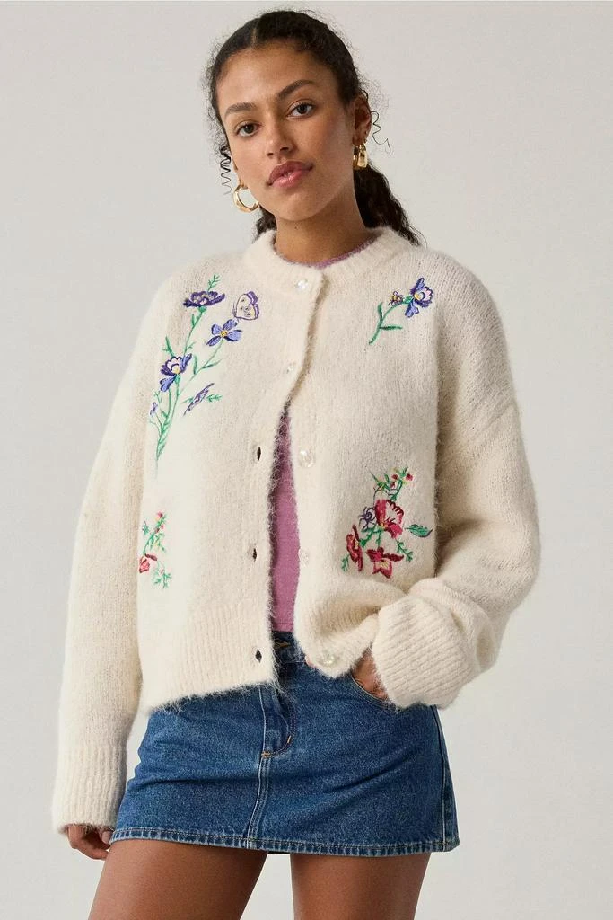 BDG BDG Becca Embroidered Brushed Knit Oversized Cardigan 1