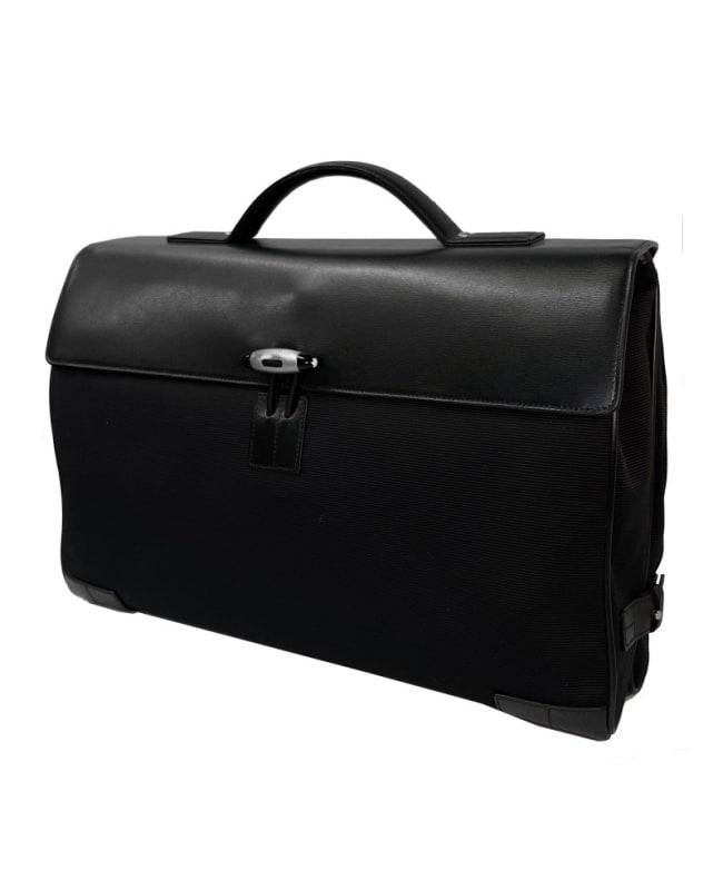 MontBlanc Montblanc Nightflight Black Leather & Fabric Gusset Men's Briefcase 8772M-PO