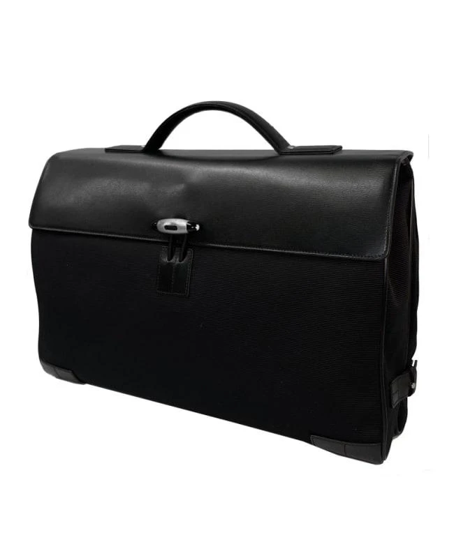 MontBlanc Montblanc Nightflight Black Leather & Fabric Gusset Men's Briefcase 8772M-PO 1