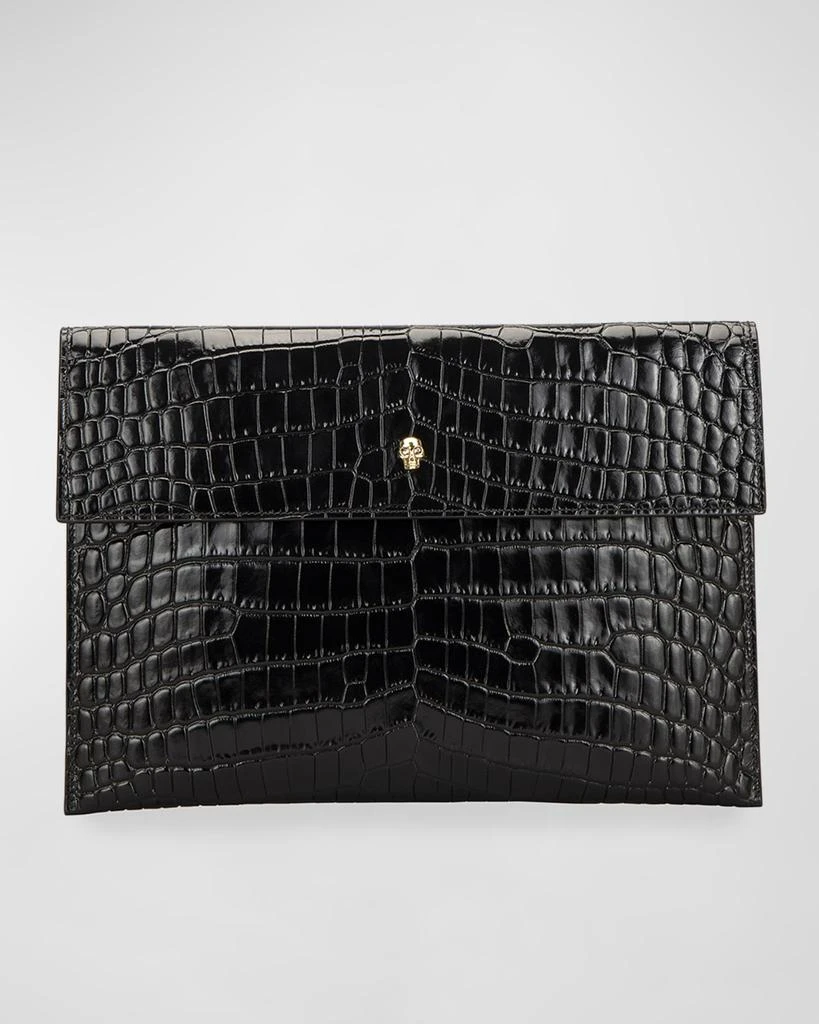 Alexander McQueen Skull Mock-Croc Envelope Clutch Bag 1