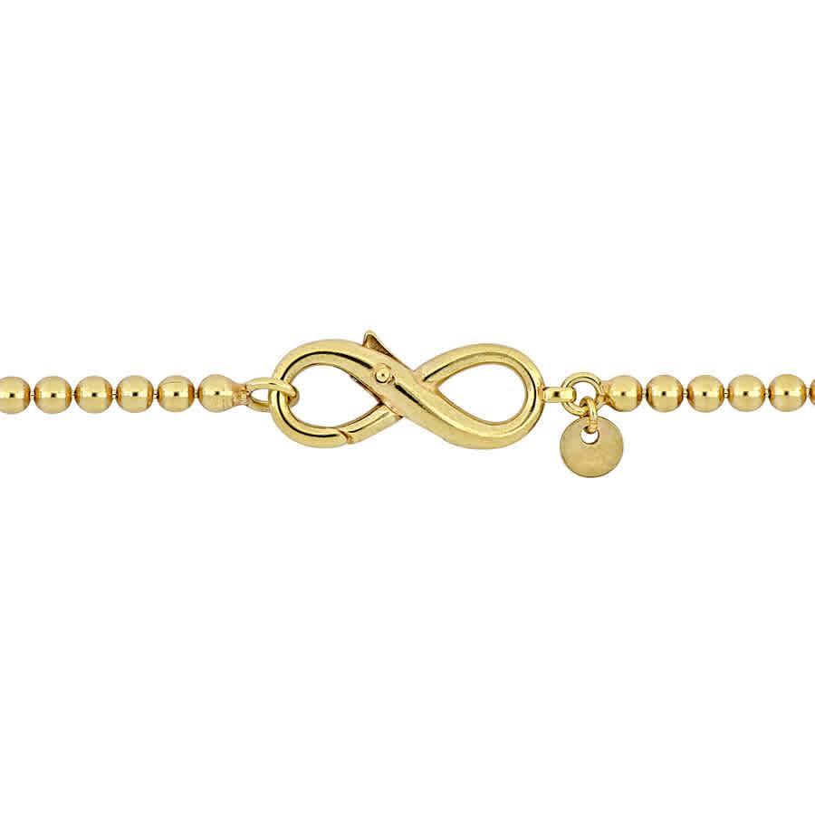 Amour Bead Link Bracelet in Yellow Plated Sterling Silver with Infinity Clasp