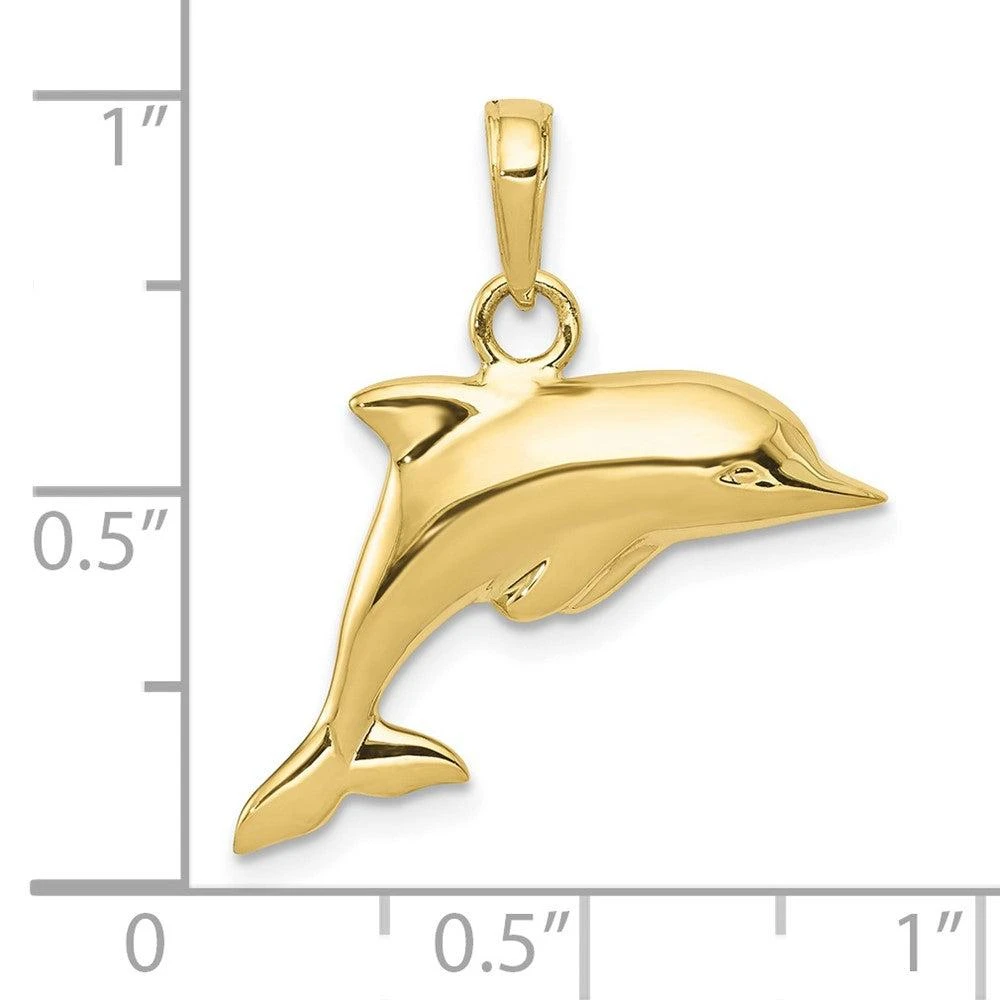 Diamond2Deal 10k Yellow Gold 3-D Dolphin Pendant 4