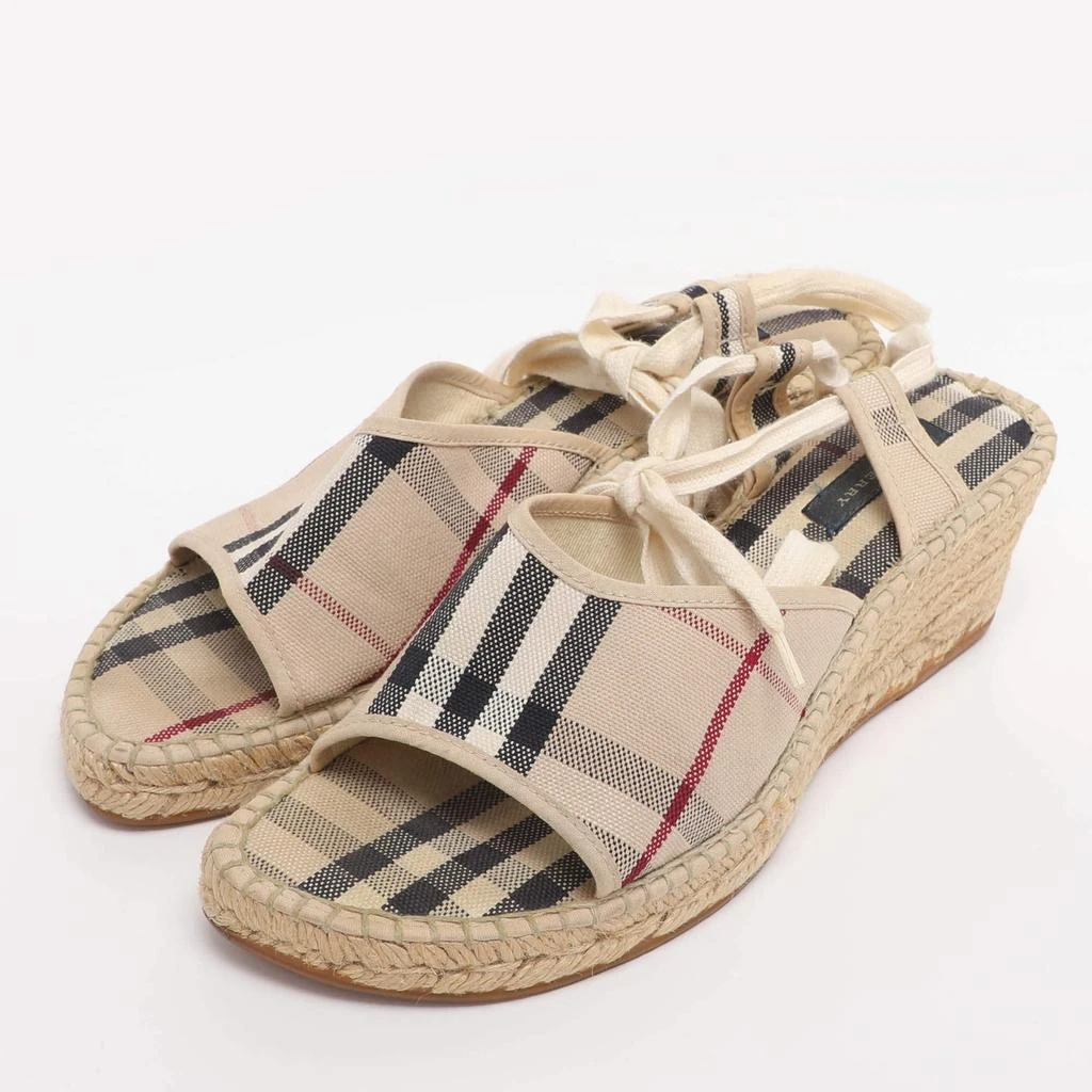 Burberry Burberry Beige Canvas Nova Check Wedge Ankle Strap Espadrilles Size 38 2