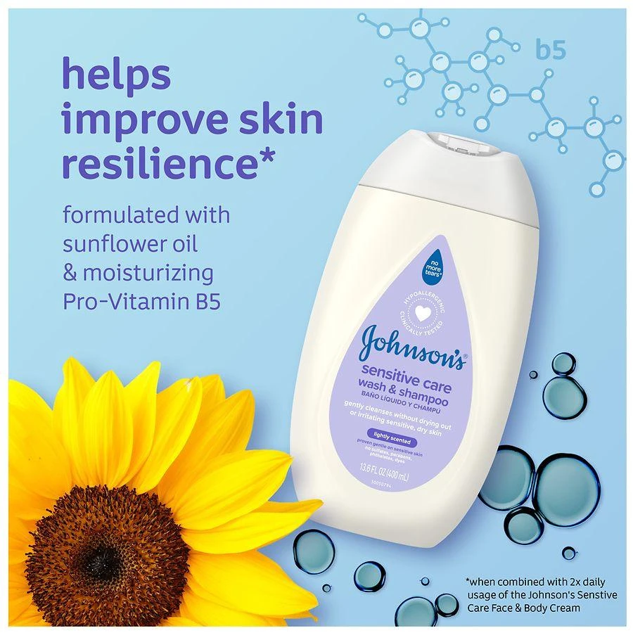 Johnson's Baby Sensitive Care Baby Body Wash & Shampoo 3
