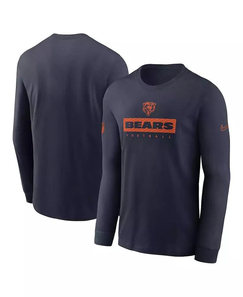 NIKE Men's Navy Chicago Bears Sideline Performance Long Sleeve T-Shirt 1