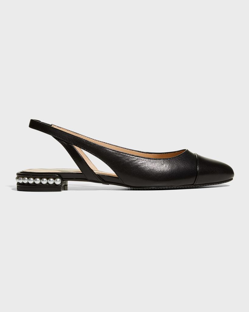 Stuart Weitzman Lambskin Pearly Slingback Ballerina Flats