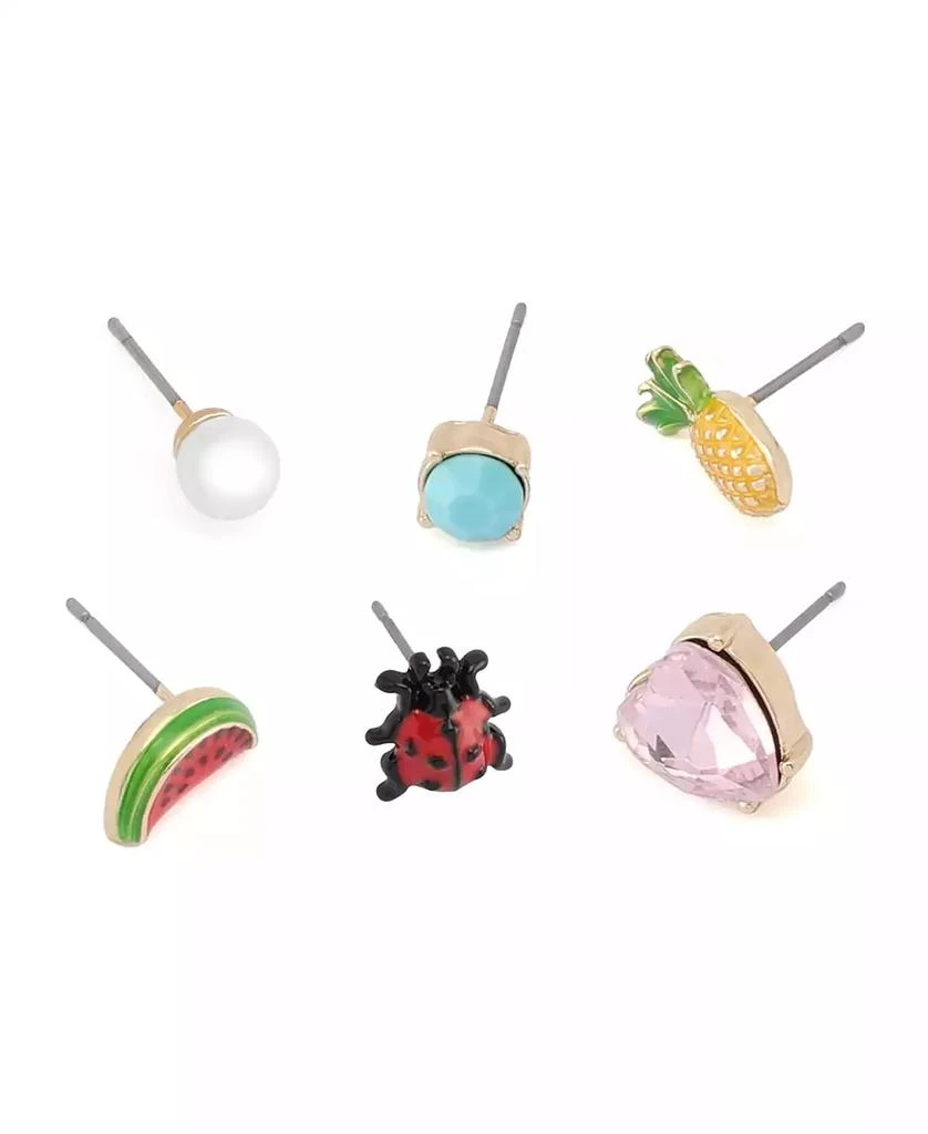 Betsey Johnson Faux Stone Backyard Watermelon Ladybug Stud Earring Set 2