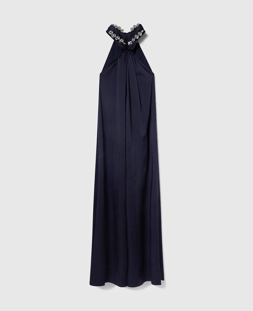 Stella McCartney Stella McCartney - Ball-Chain Halterneck Satin Maxi Dress, Woman, Ink, Size: 38 1