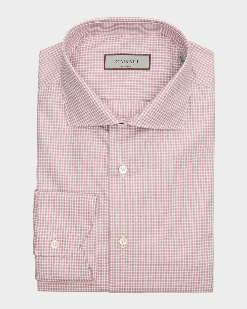 Canali Men's Cotton Micro-Check Dress Shirt