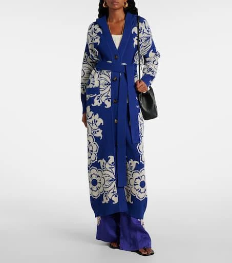 ETRO Floral waffle-knit hooded cardigan 2