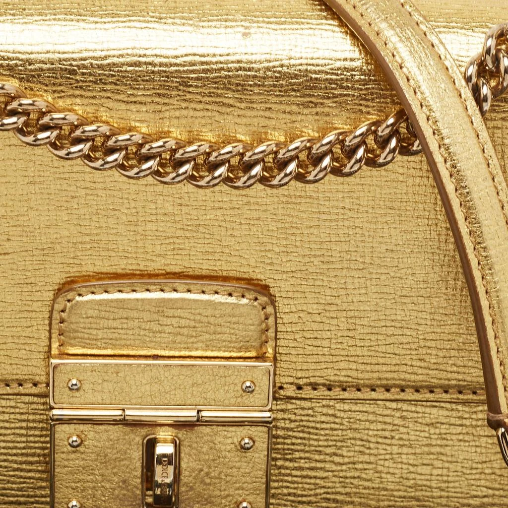 Dolce & Gabbana Dolce & Gabbana Gold Leather Small Rosalia Shoulder Bag 5