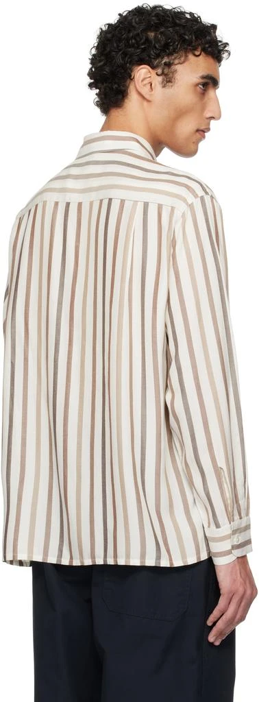Wacko Maria Off-White & Brown Striped Regular Collar Shirt 3