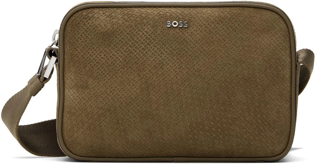 Hugo Boss Brown Suede Crossbody Pouch