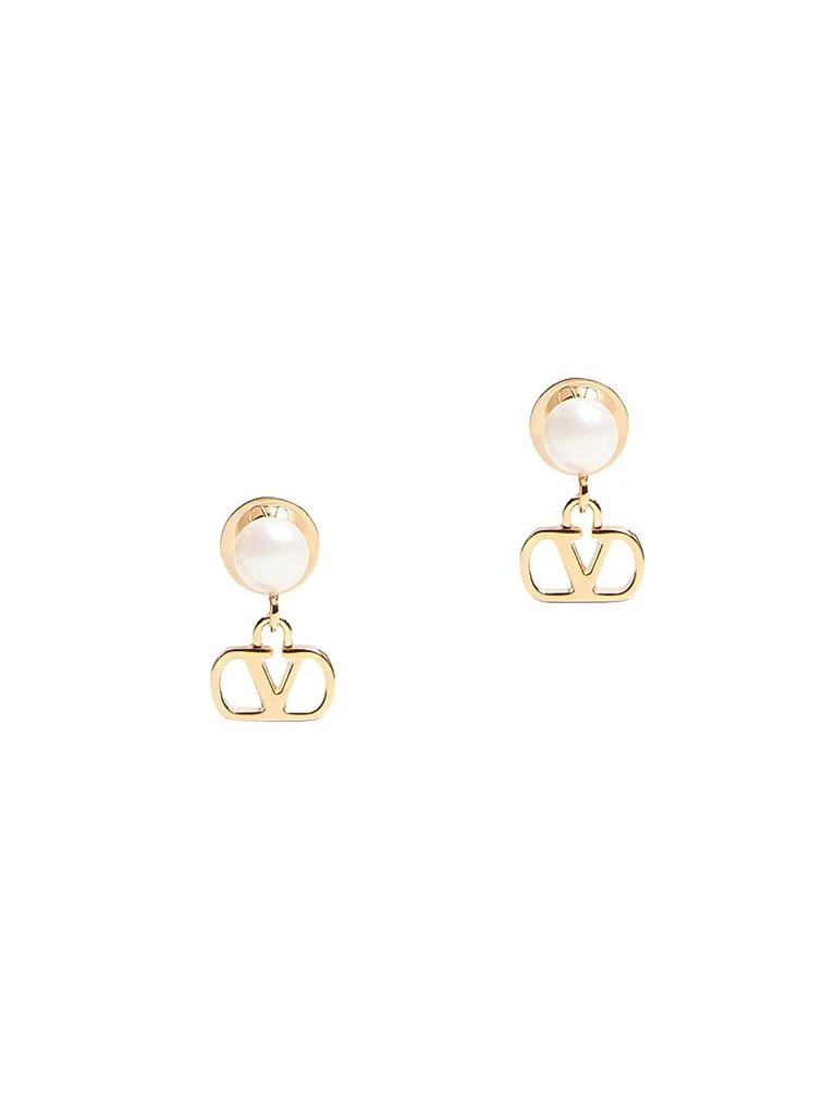 Valentino VLogo Signature Metal and Pearl Earrings