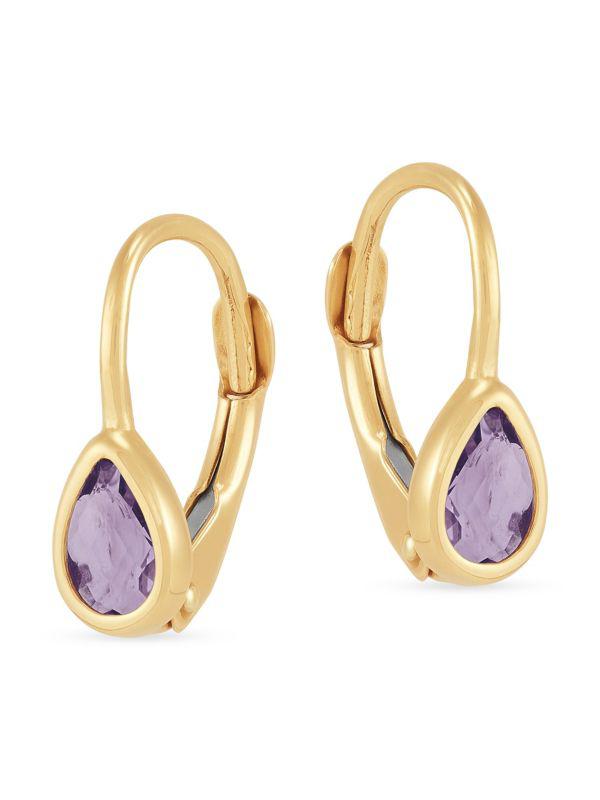 Saks Fifth Avenue 14K Yellow Gold & Amethyst Drop Earrings