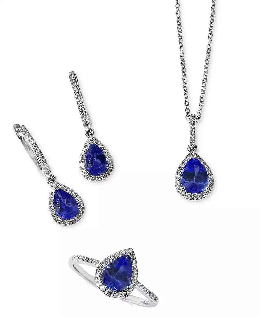 EFFY Collection EFFY® Tanzanite (1-1/6 ct. t.w.) & Diamond (1/4 ct. t.w.) Dangle Hoop Drop Earrings in Sterling Silver 4