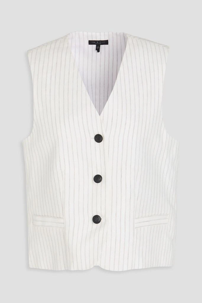Rag & Bone Erin striped cotton and linen-blend twill vest 1