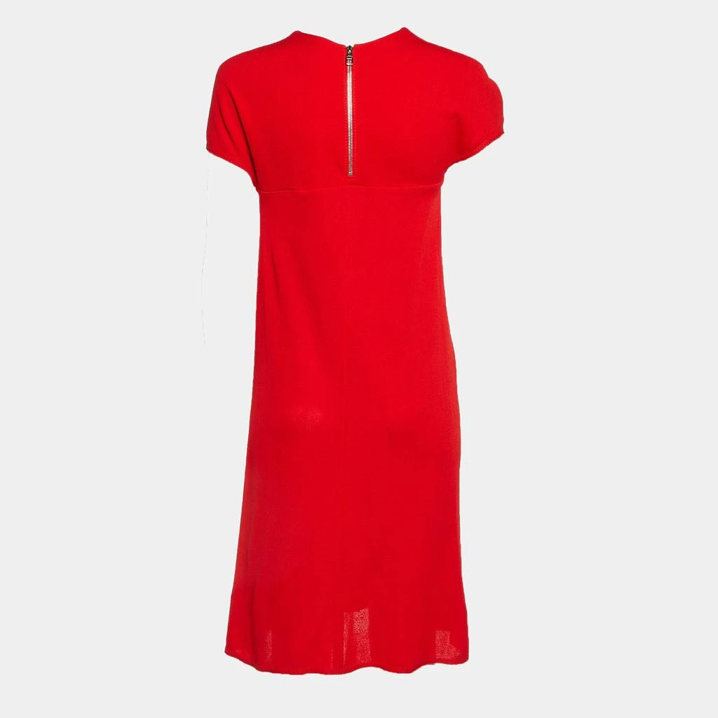 Louis Vuitton Louis Vuitton Red Crepe Brooch Detail Short Dress M 2