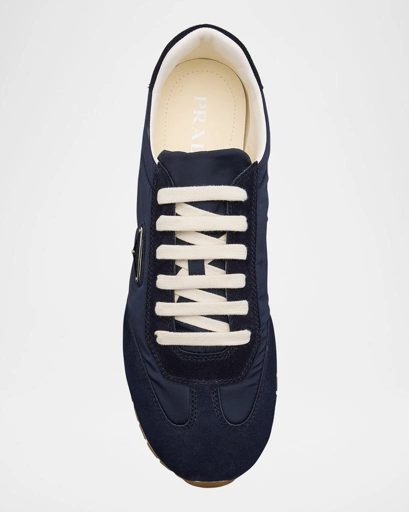 Prada Men's Rank Nylon and Leather Low-Top Sneakers 6