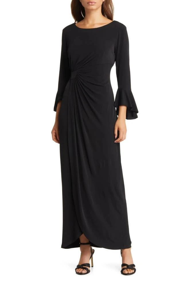 TRUEDAMES Bell Sleeve Gathered Waist Gown