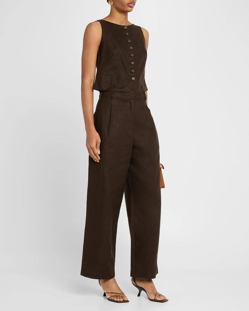 Faithfull the Brand Elia Cropped Linen Top 2